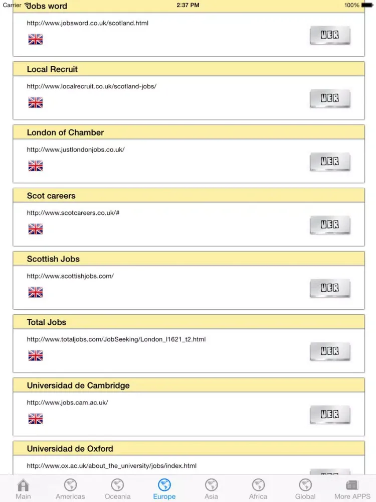 Job Search Engines List: Web Links iPad  スクリーンショット