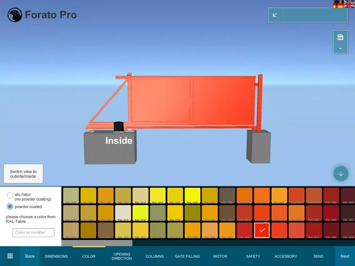 Capturas de pantalla de Falken Gate Configurator iPad 