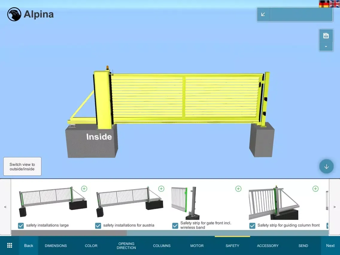 Capturas de pantalla de Falken Gate Configurator iPad 