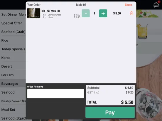 ภาพหน้าจอของ Octopus Menu iPad 