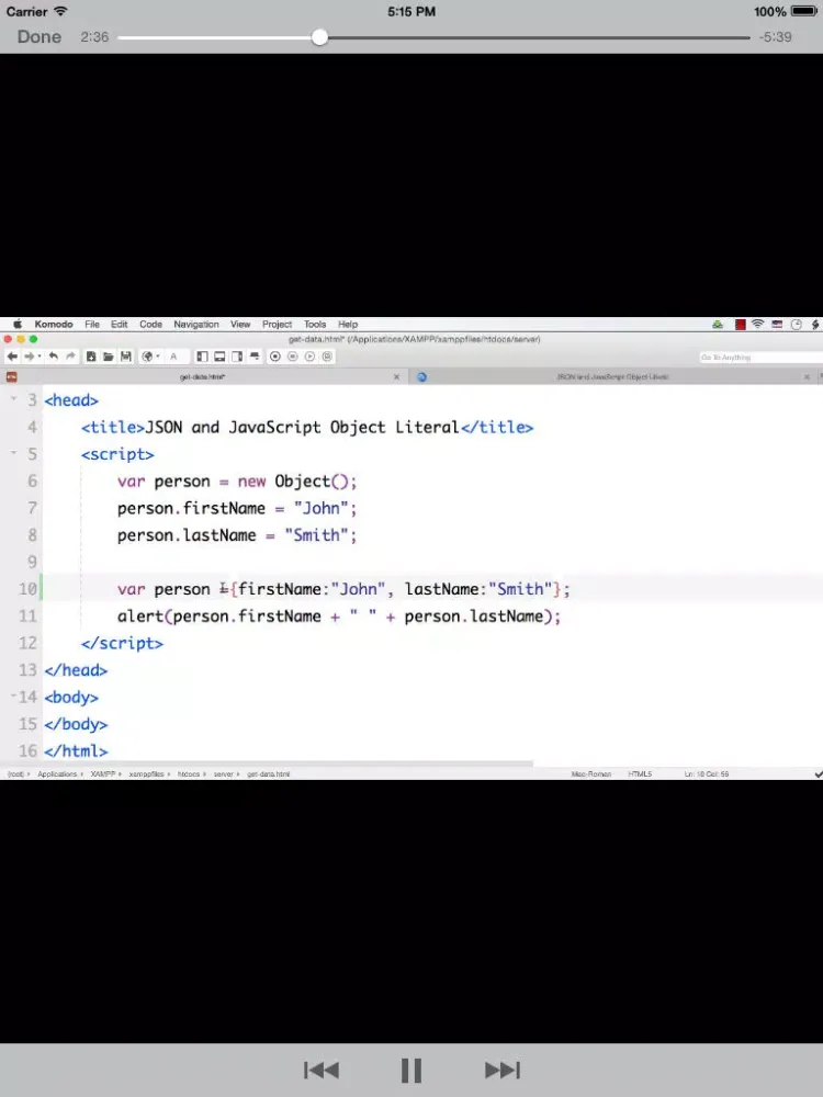 ภาพหน้าจอของ LearningJSON iPad 