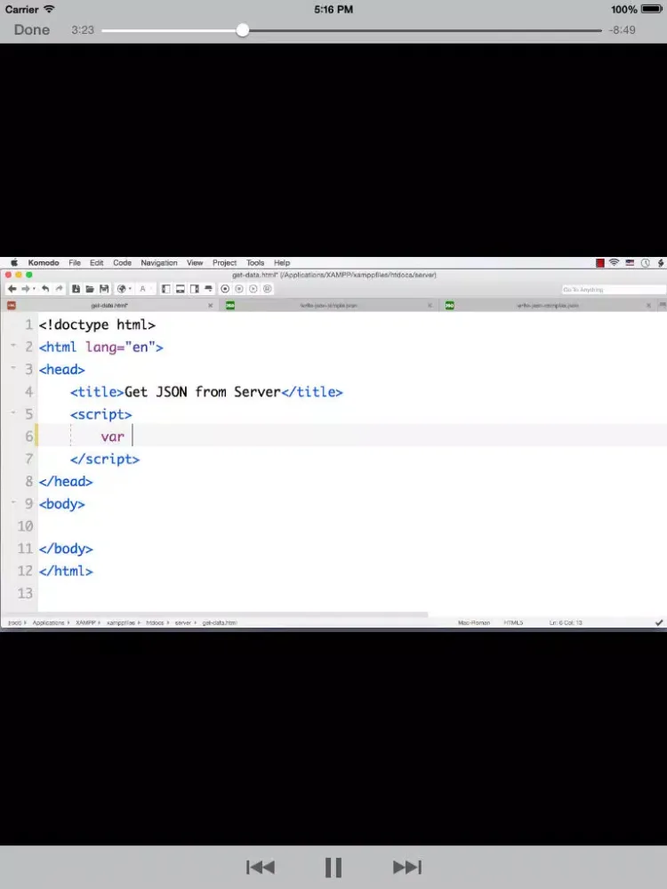 ภาพหน้าจอของ LearningJSON iPad 