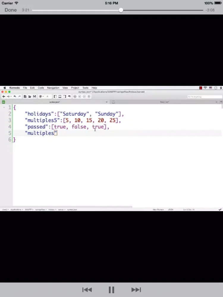 ภาพหน้าจอของ LearningJSON iPad 