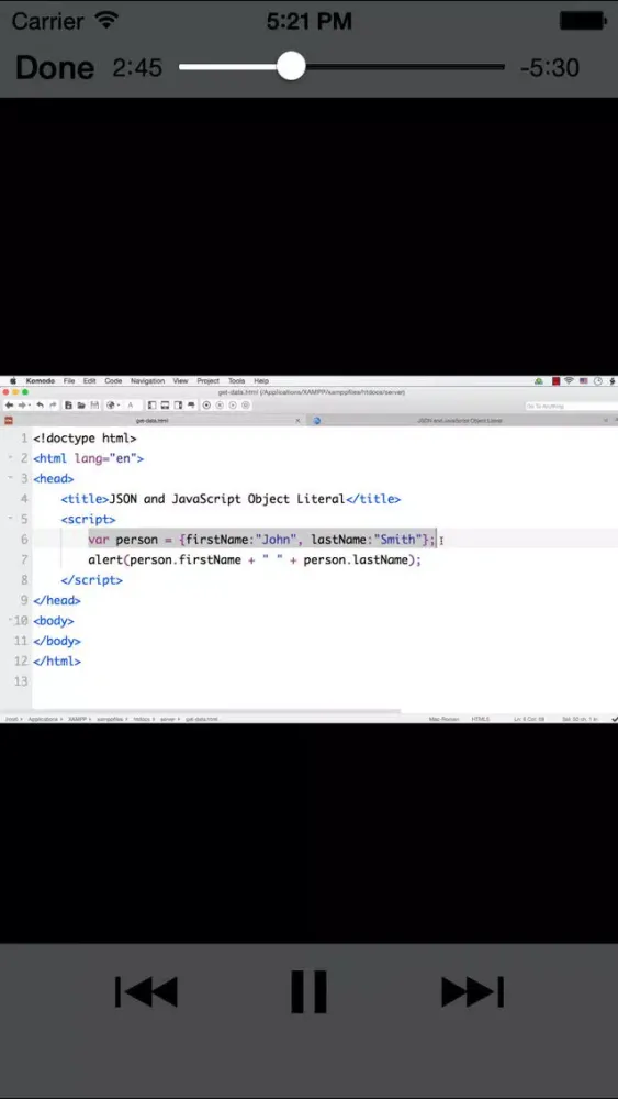ภาพหน้าจอของ LearningJSON