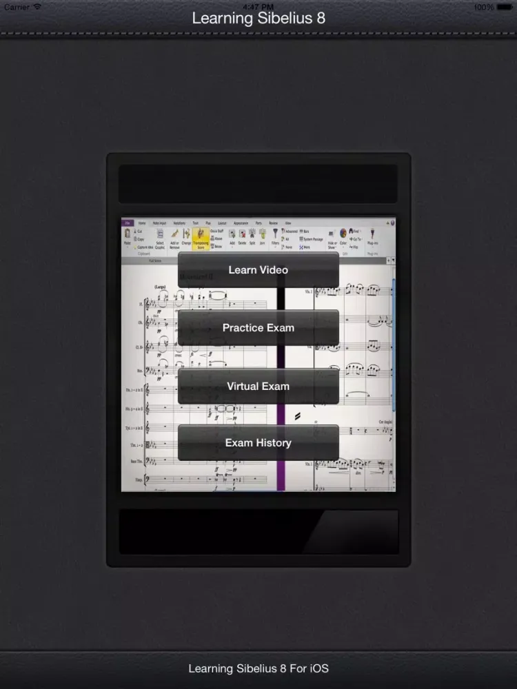 Tangkapan layar LearnFor Sibelius 8 iPad 