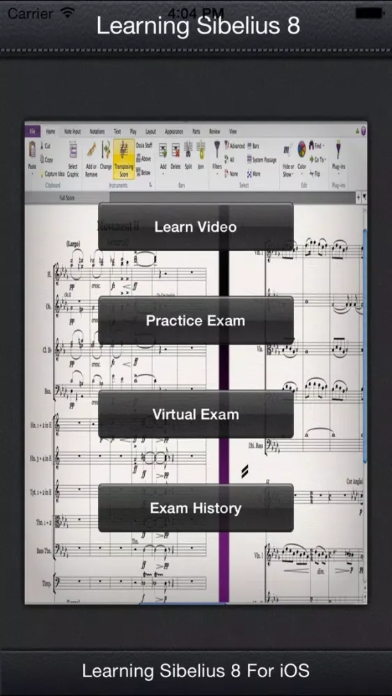 Tangkapan layar LearnFor Sibelius 8