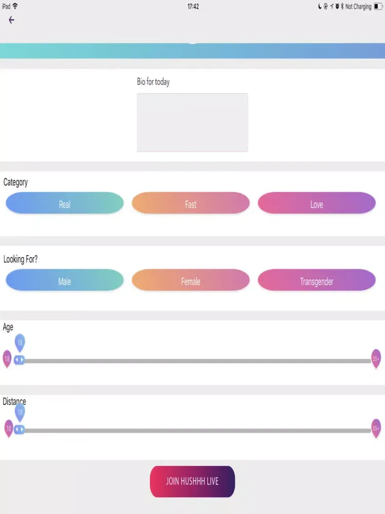 ภาพหน้าจอของ Hushhh Dating App iPad 