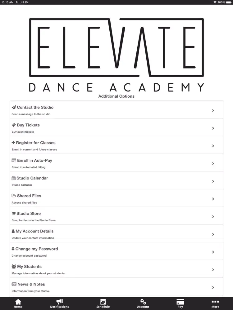 Elevate Dance Academy iPad 应用截图