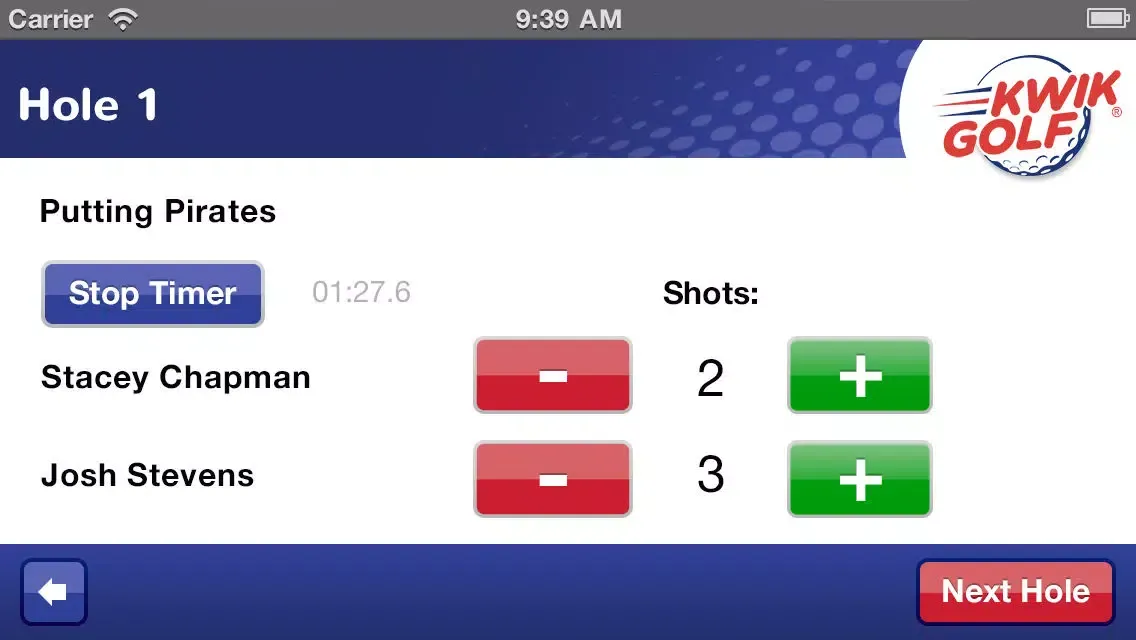 Tangkapan layar Kwik Golf Scorecard Mobile