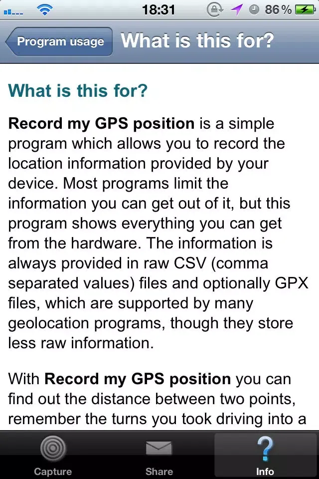 Ảnh chụp màn hình của Record my GPS position