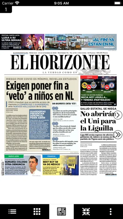 Captures d'écran de El Horizonte edición impresa