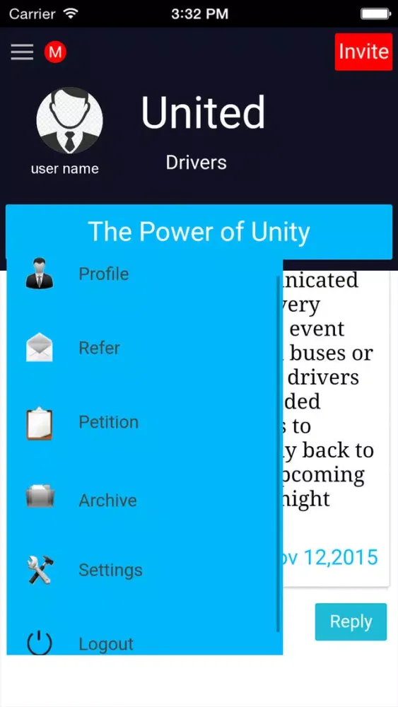 Ảnh chụp màn hình của United Drivers