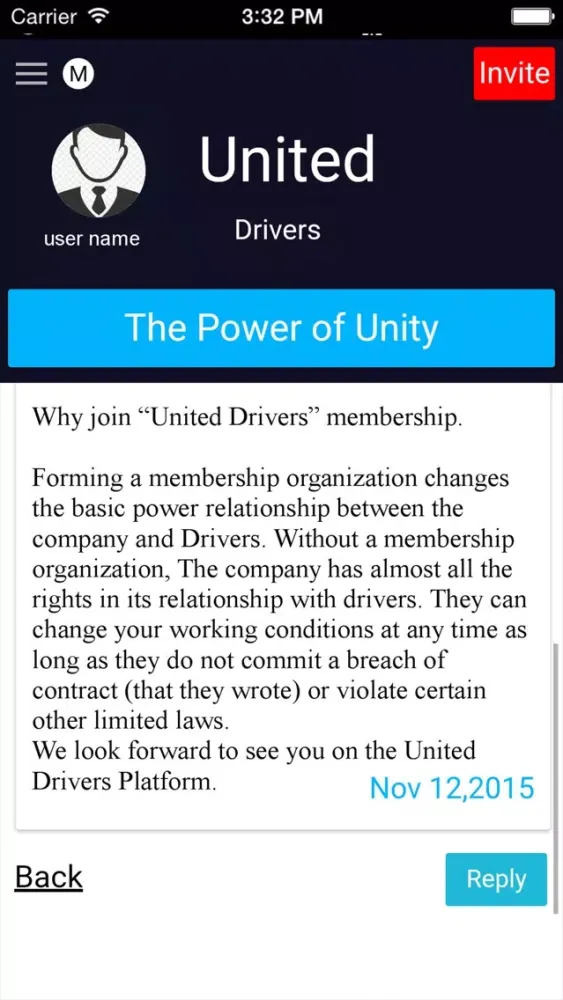 Ảnh chụp màn hình của United Drivers