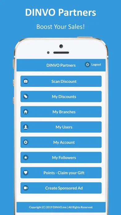ภาพหน้าจอของ DINVO Merchants