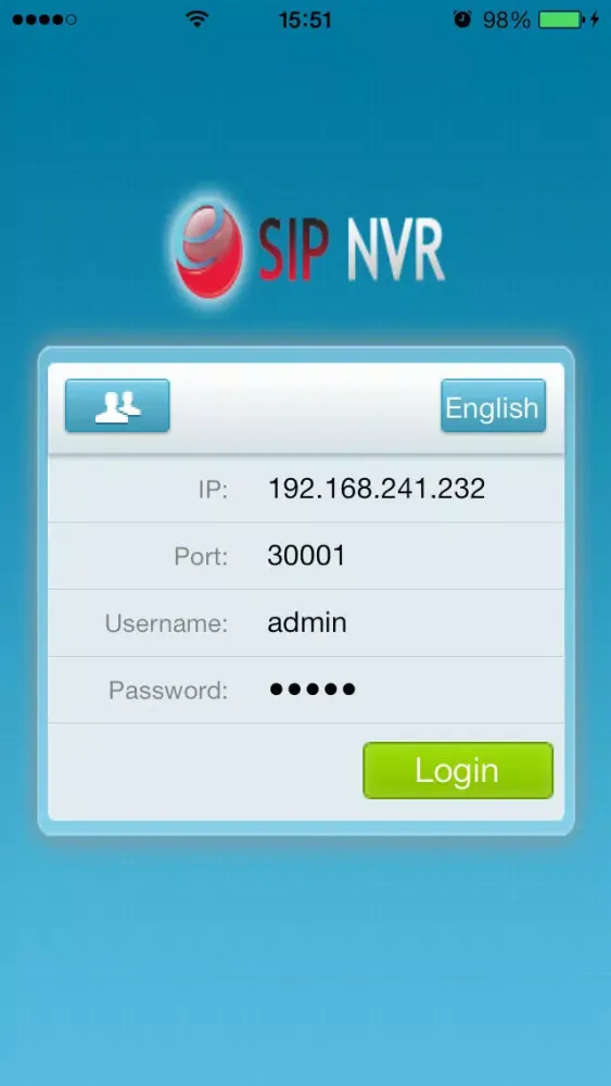 Ảnh chụp màn hình của SIP NVR