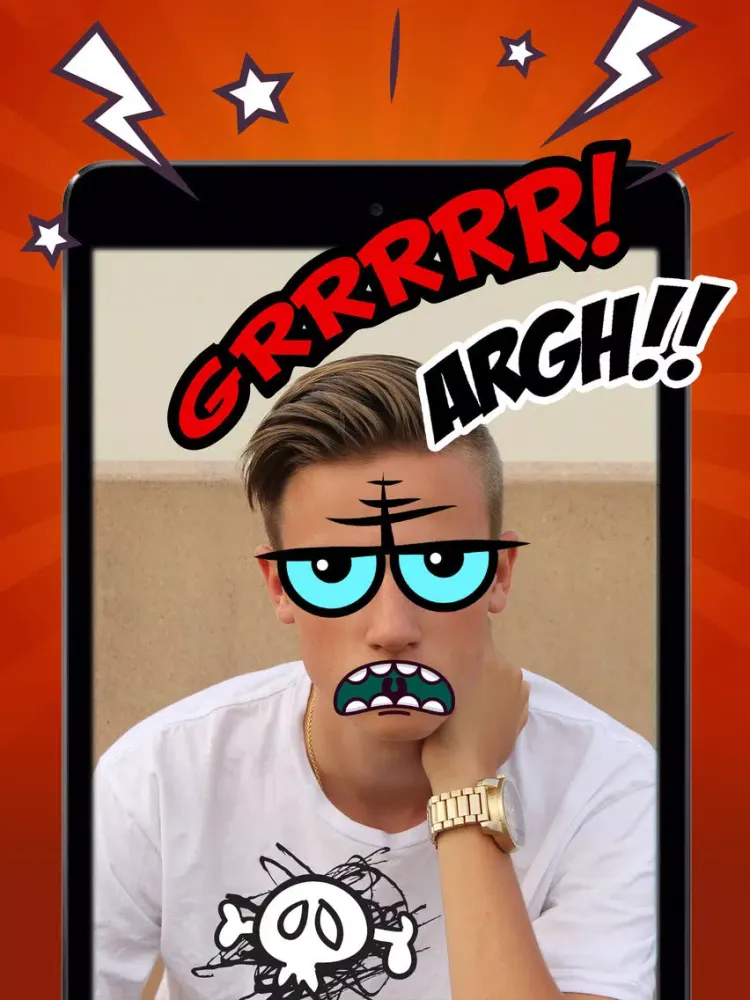 Angry Face Maker Comic Sticker App iPad 應用截圖