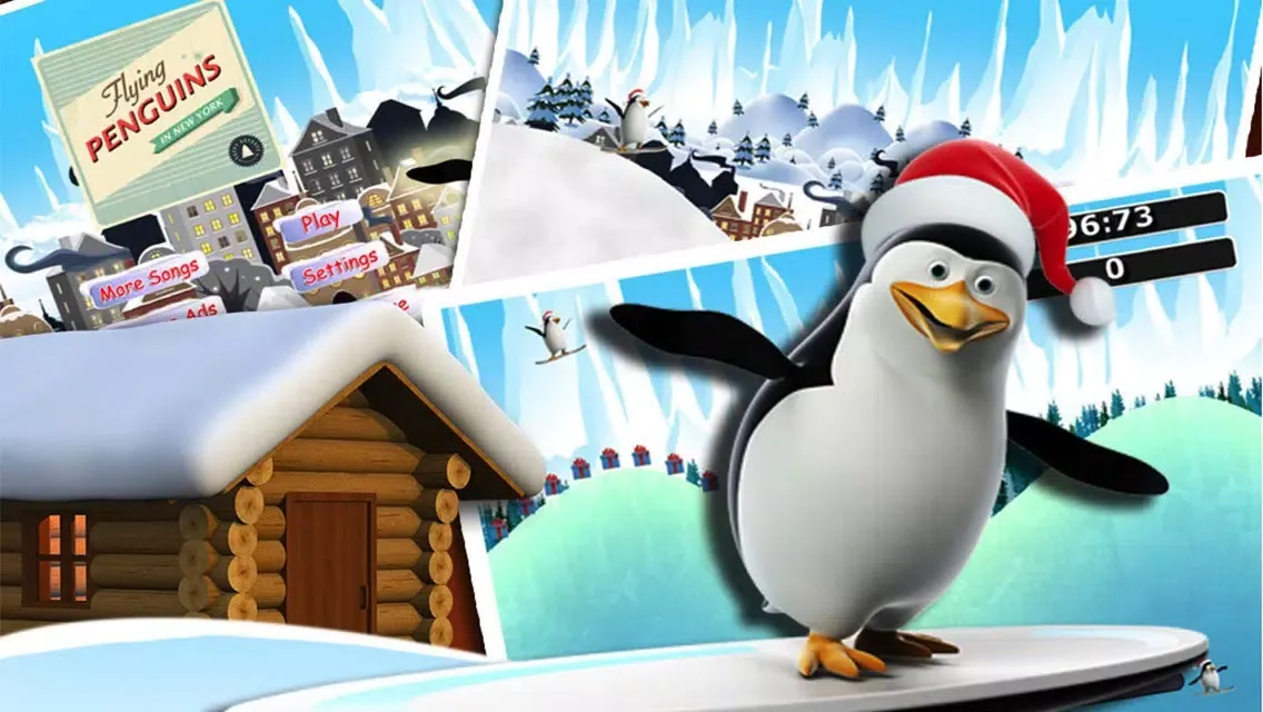 Flying Penguins in New York Free - The crazy birds sliding on the town - Free Version スクリーンショット