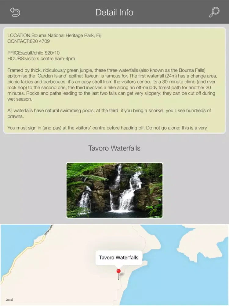 ภาพหน้าจอของ Fiji Tours iPad 