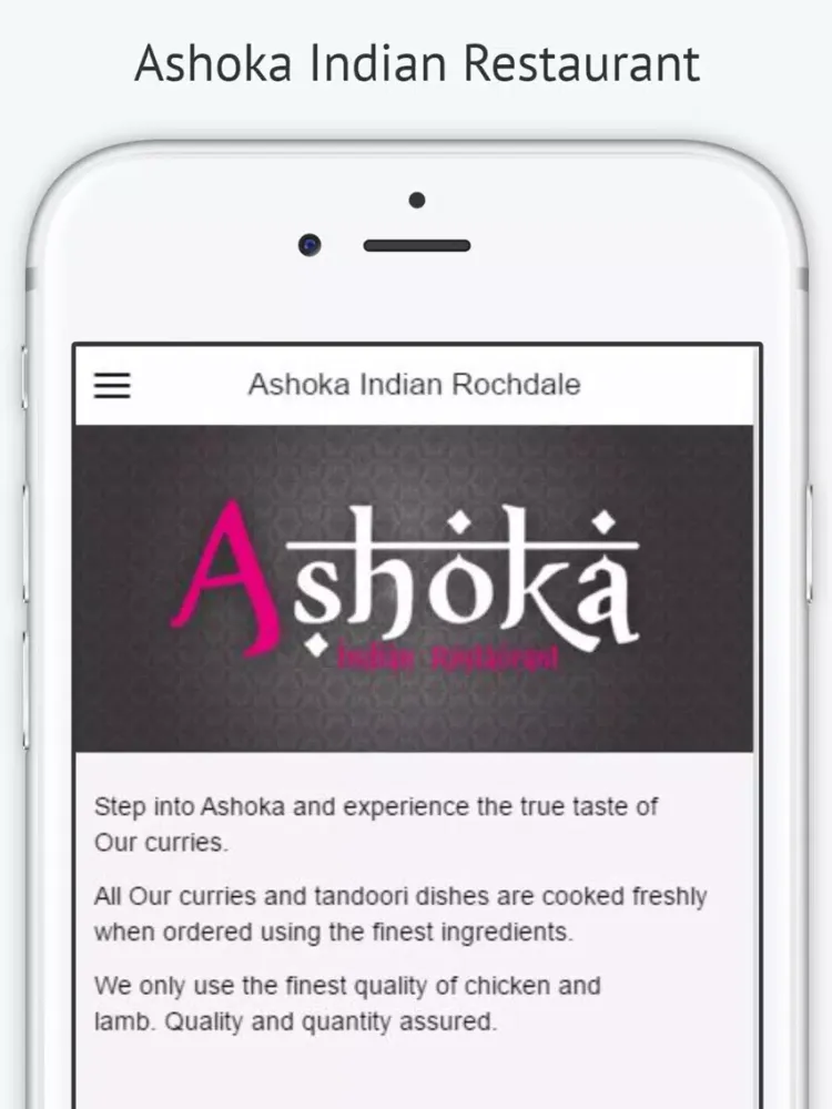 Tangkapan layar Ashoka Indian Rochdale iPad 