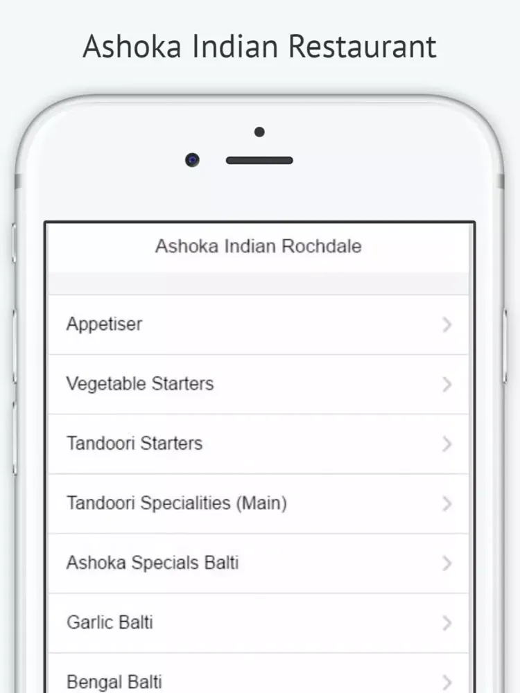 Tangkapan layar Ashoka Indian Rochdale iPad 
