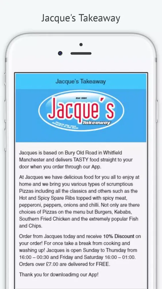 Tangkapan skrin Jacque's Takeaway