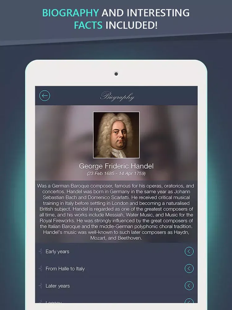 Tangkapan skrin George Handel - Greatest Hits Full iPad 