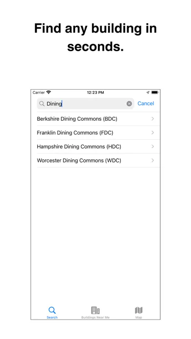 UMass Locator Screenshots
