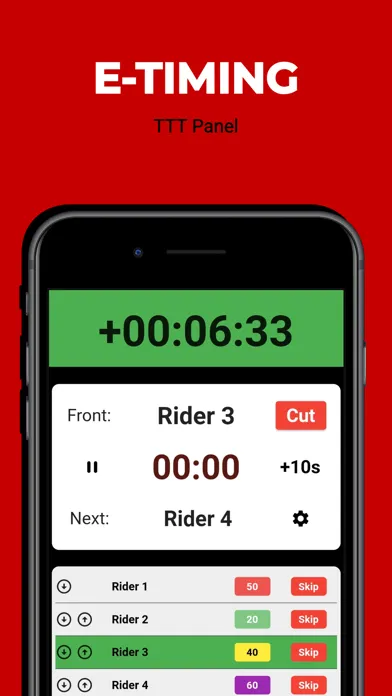 Capturas de tela do E-Timing TTT Panel