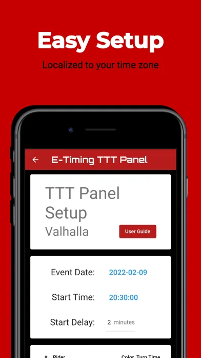 Capturas de tela do E-Timing TTT Panel