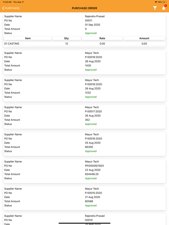 Capturas de pantalla de iCast Foundry ERP iPad 