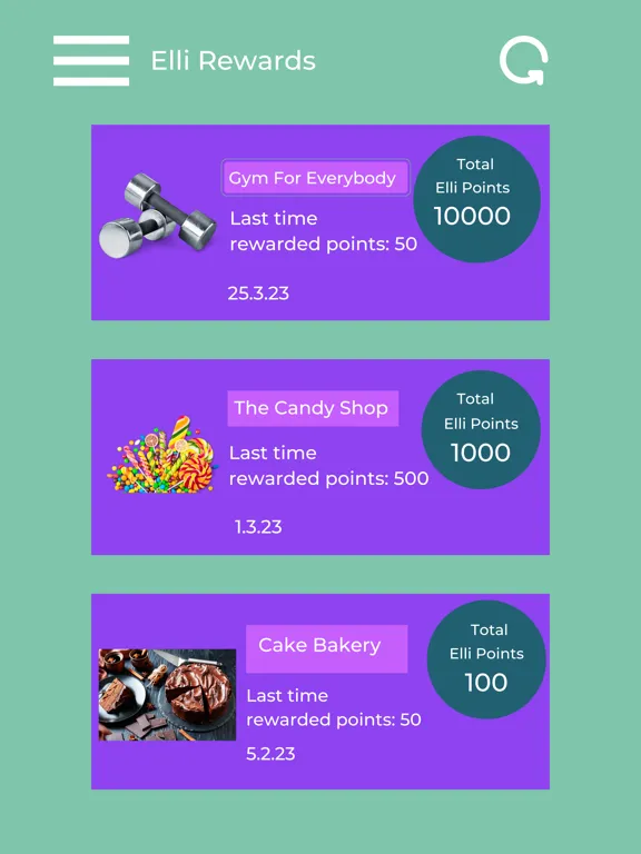 Tangkapan skrin Elli Rewards iPad 