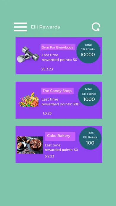 Tangkapan skrin Elli Rewards