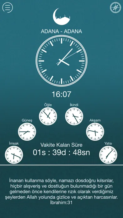Tangkapan layar Namaz Vakitleri - Dünya