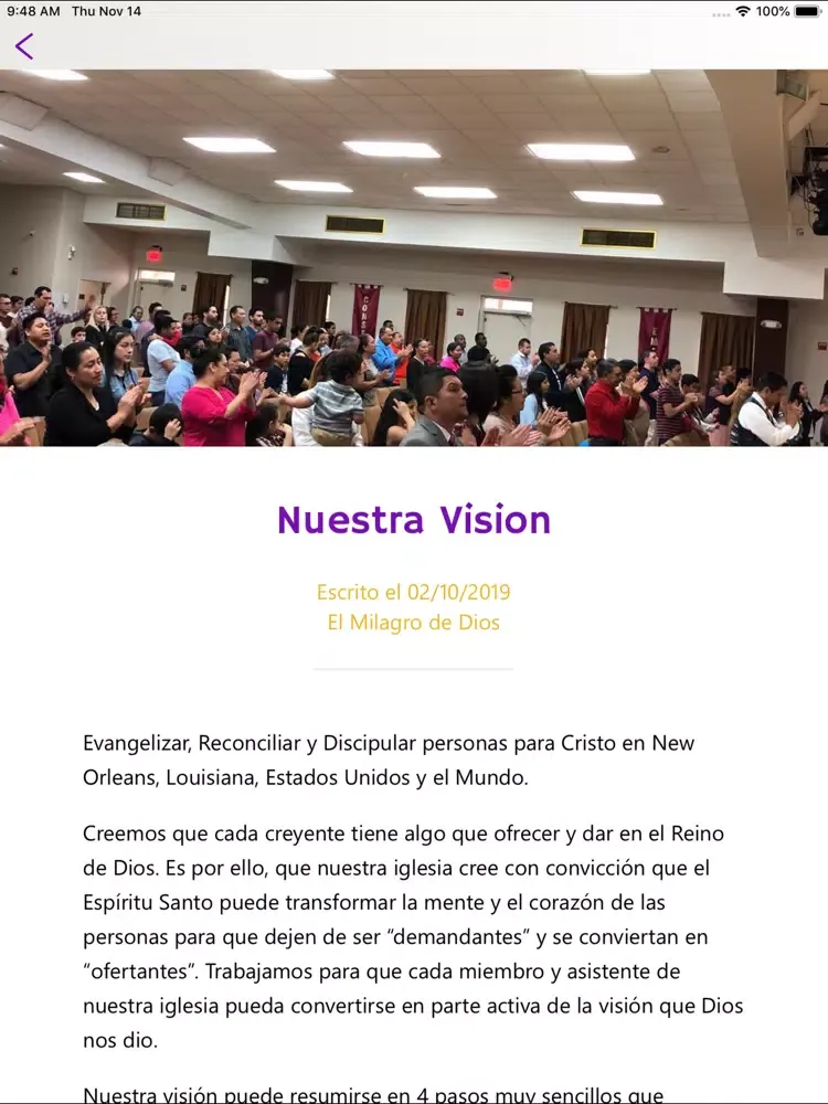 Iglesia El Milagro iPad  Screenshots