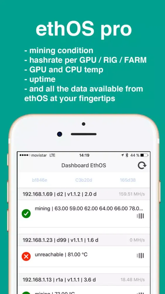 EthOS pro - Ethereum Mining Monitor Screenshots