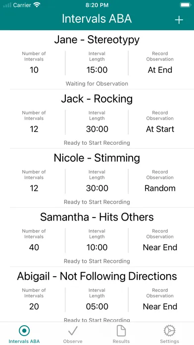 Tangkapan layar Intervals ABA