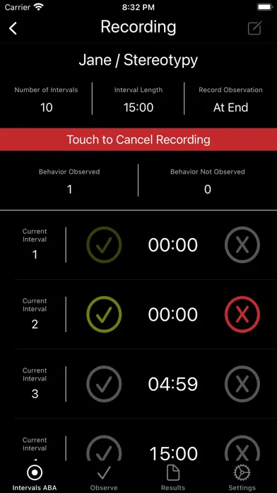 Tangkapan layar Intervals ABA