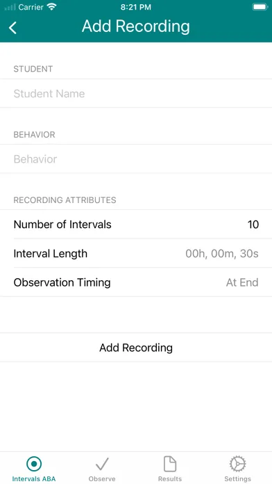 Tangkapan layar Intervals ABA