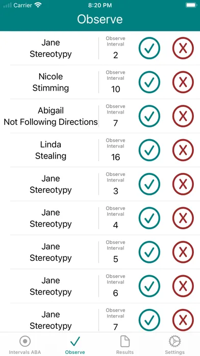 Tangkapan layar Intervals ABA