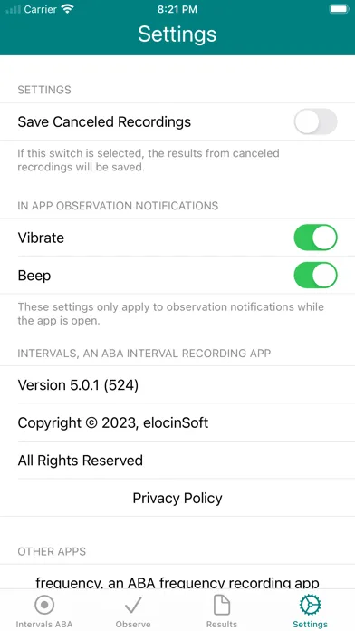 Tangkapan layar Intervals ABA