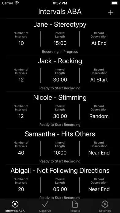 Tangkapan layar Intervals ABA