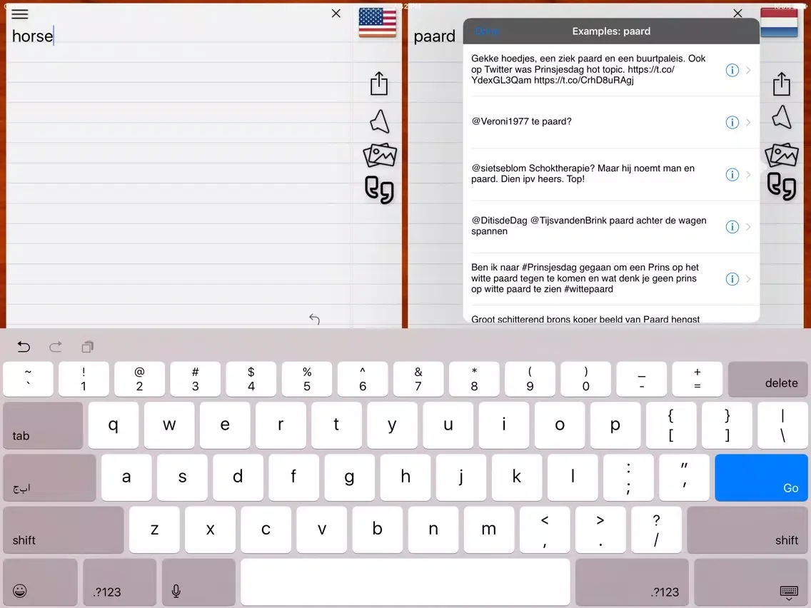 Capturas de tela do Dutch Translator iPad 