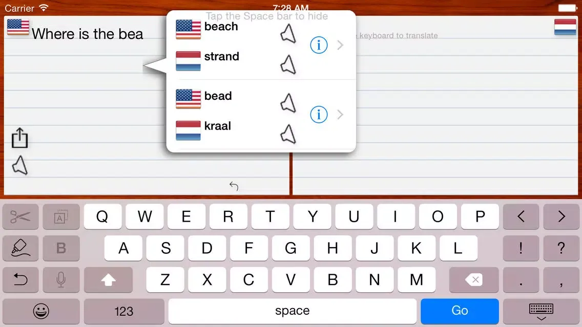 Capturas de tela do Dutch Translator