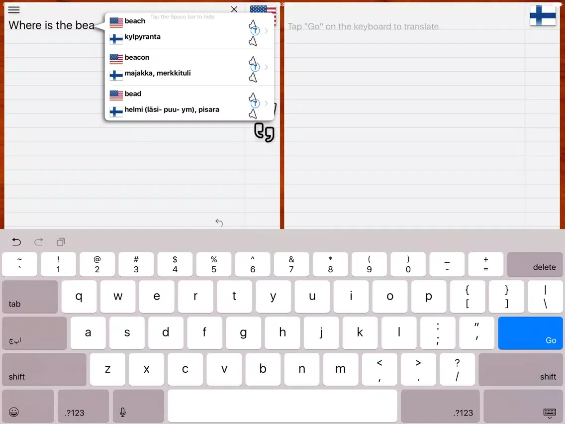 Zrzuty ekranu Finnish Translator iPad 