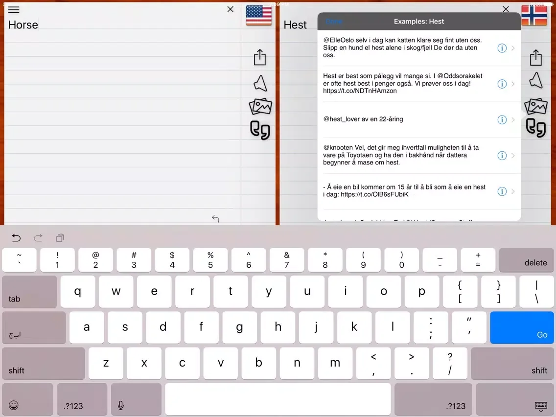 Capturas de pantalla de Norwegian Translator iPad 