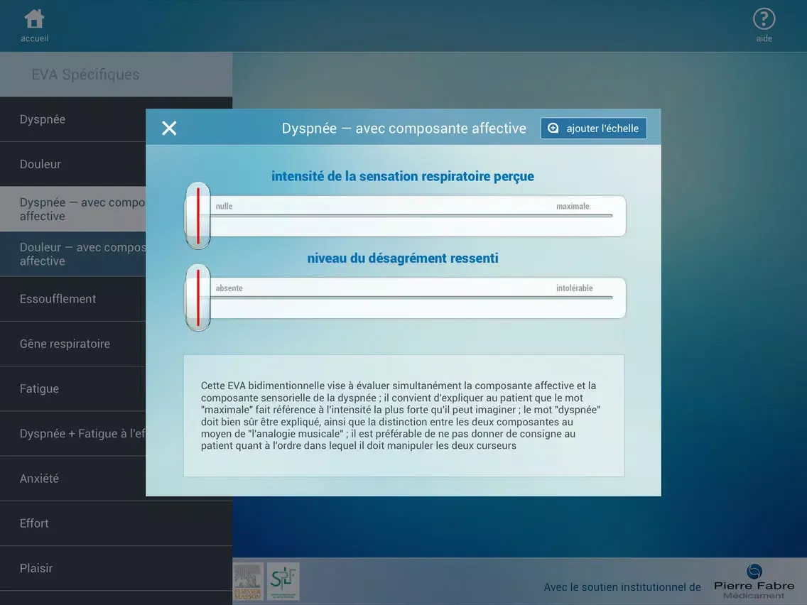 EvalDyspnée : Outils d’évaluation de la dyspnée iPad  スクリーンショット