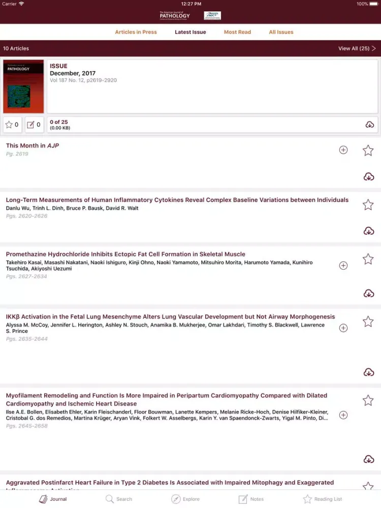 Tangkapan skrin American Journal of Pathology iPad 