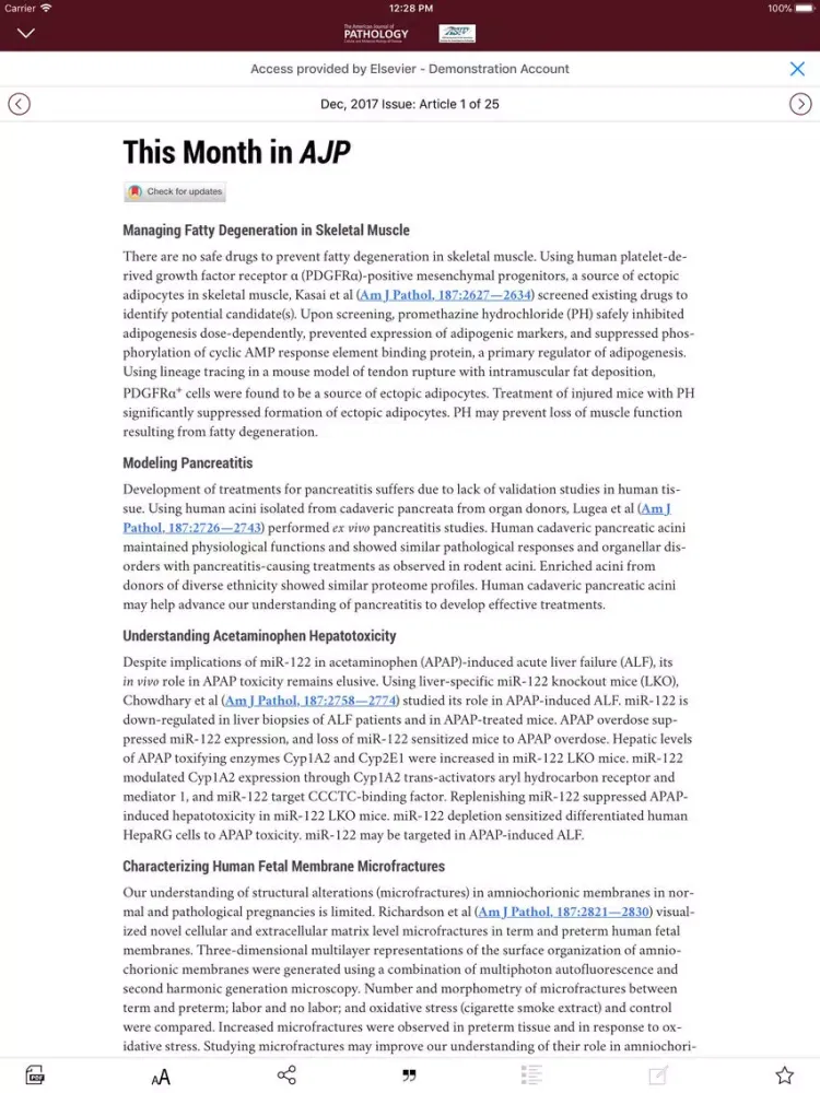 Tangkapan skrin American Journal of Pathology iPad 