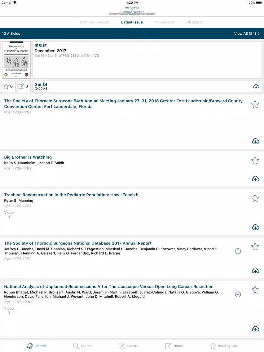 The Annals of Thoracic Surgery iPad  Screenshots