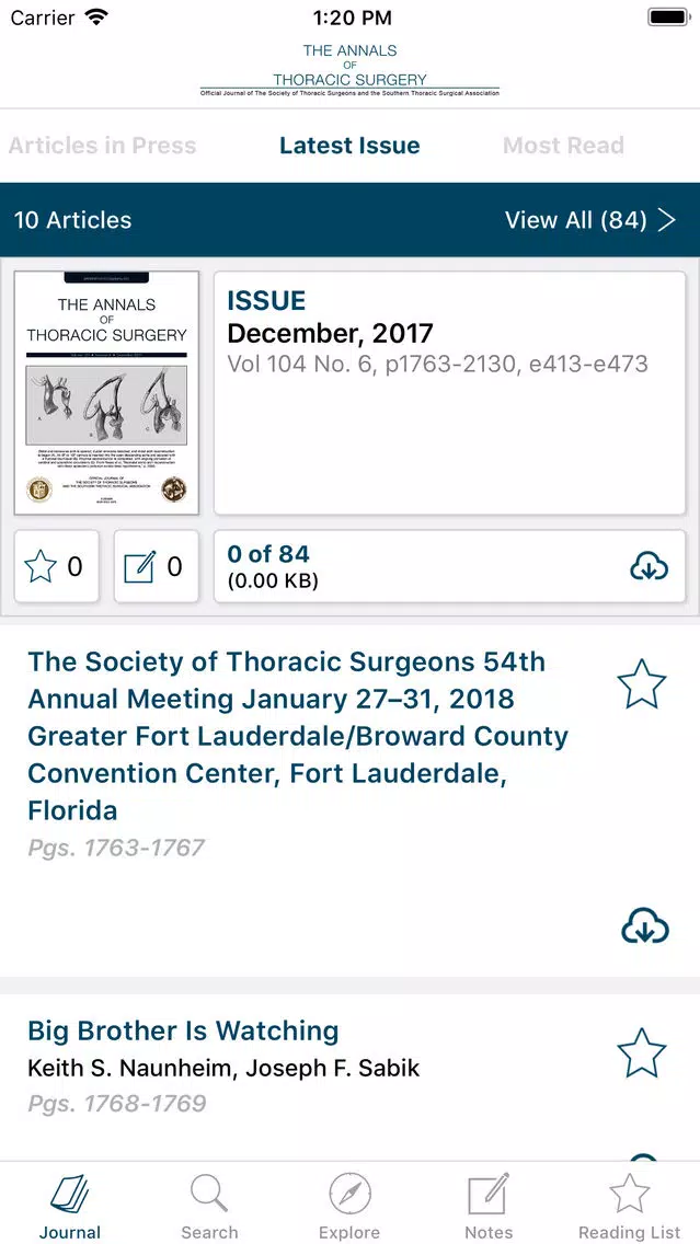 The Annals of Thoracic Surgery Screenshots